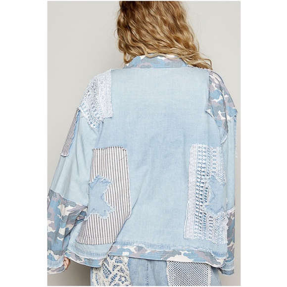 POL Light Blue and White Jean Jacket - Picture 5 of 5